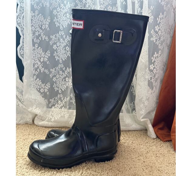 Hunter Original Gloss Black Tall Rain Boots Women's Size 6 Waterproof - Picture 1 of 6